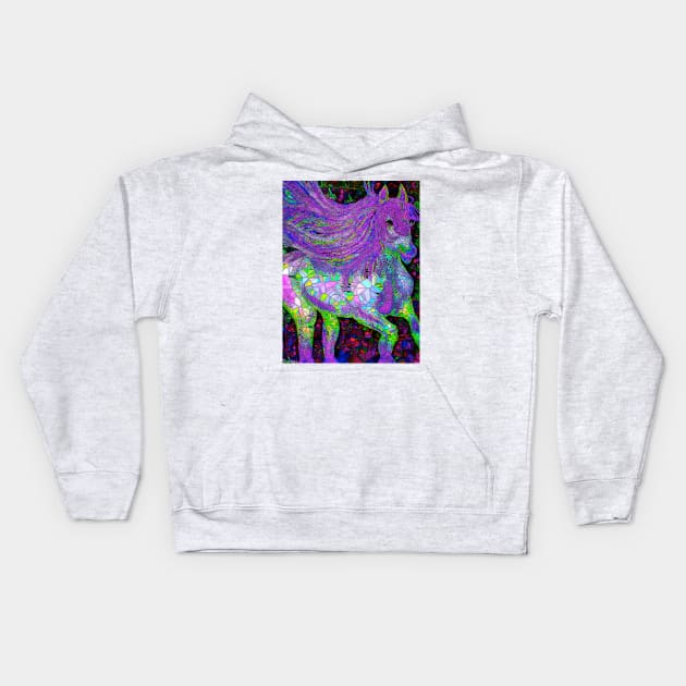 Horse Fantasy Mosaic Kids Hoodie by Overthetopsm